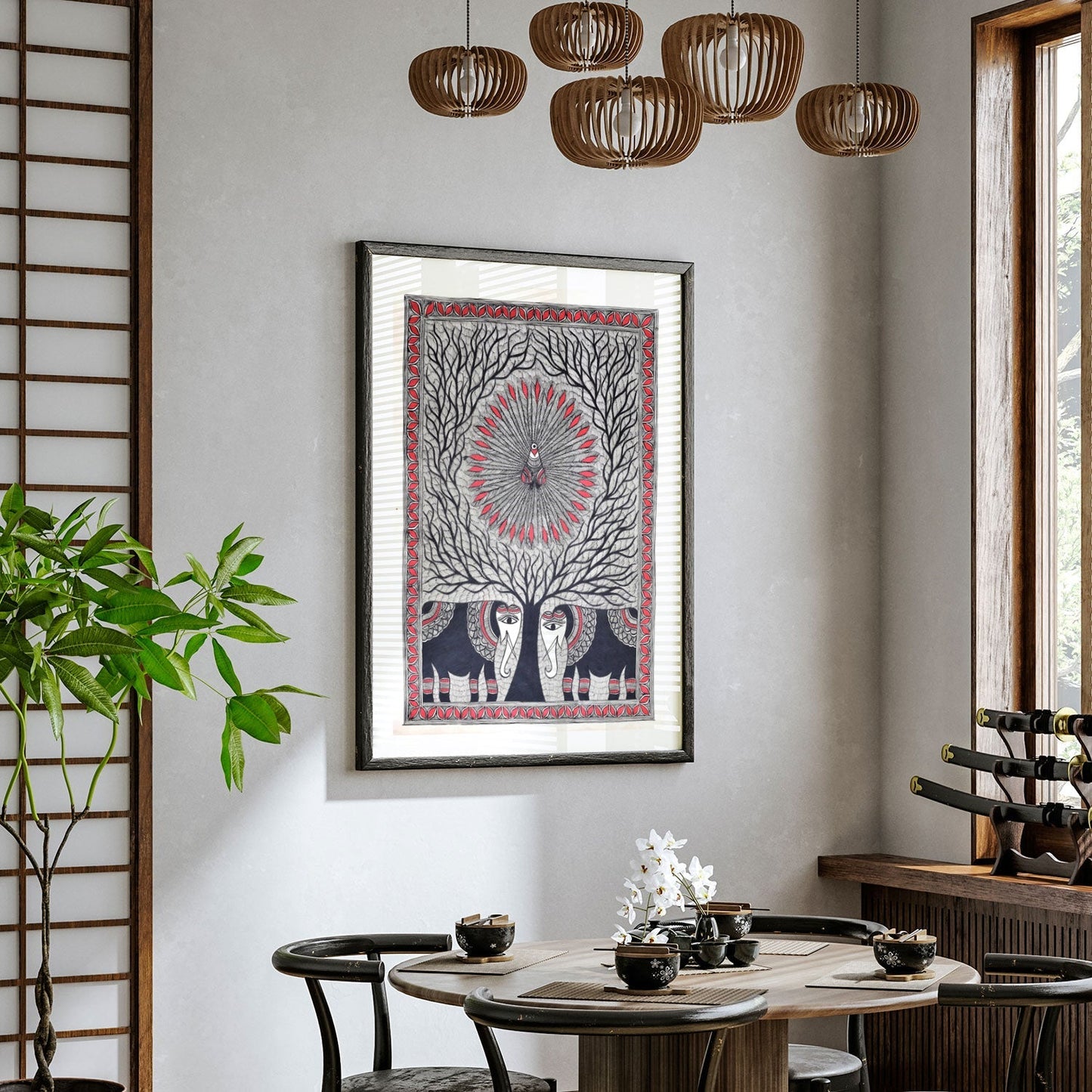 Peacock Elephant Madhubani Painting, Madhubani Art, Madhubani Painting