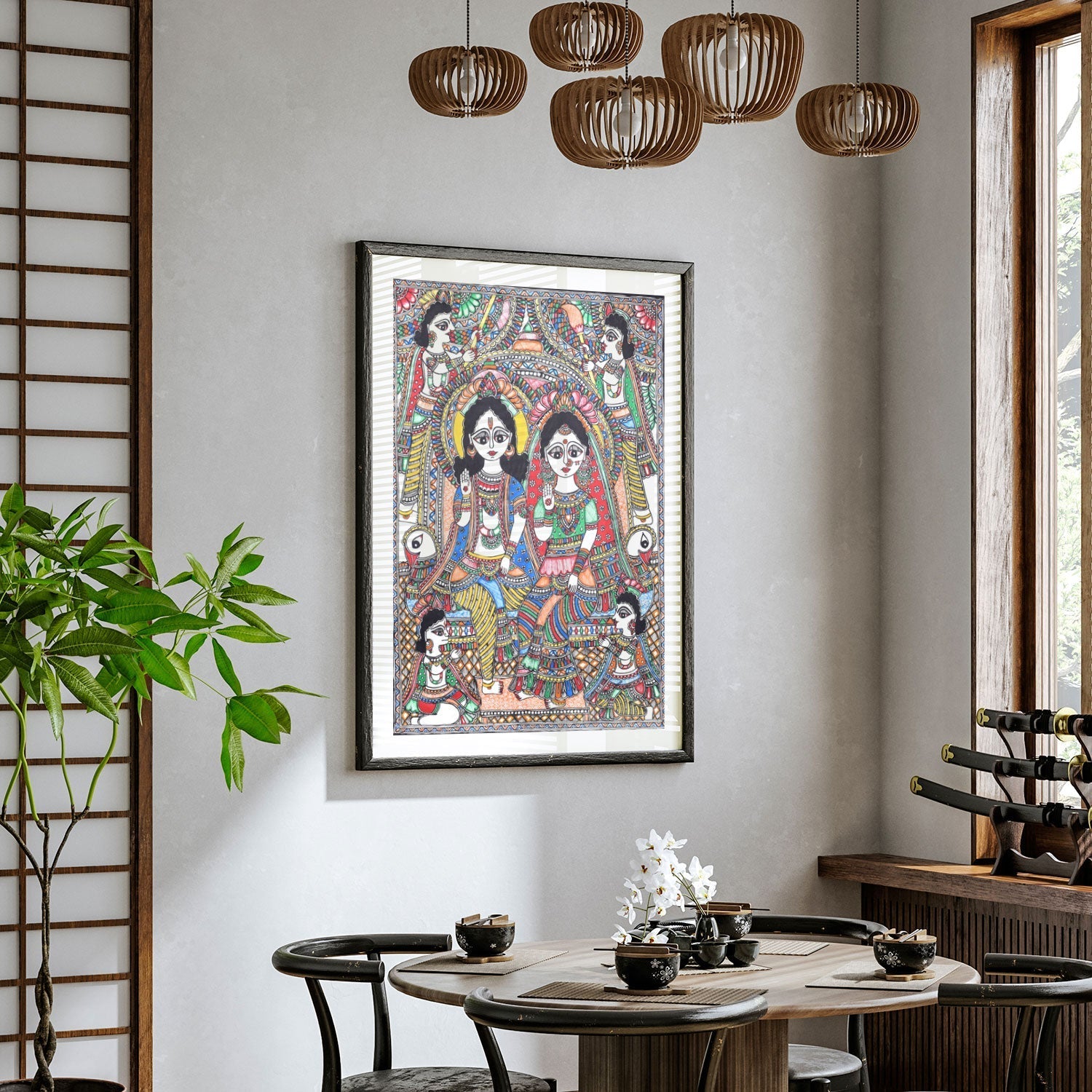 Ram Darbar Madhubani Painting, Madhubani Art, Madhubani Painting