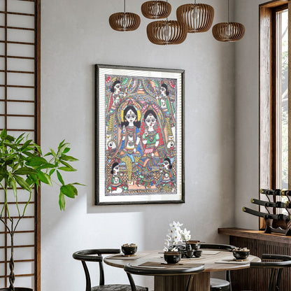 Ram Darbar Madhubani Painting, Madhubani Art, Madhubani Painting