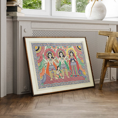 Ram Darbar with Hanuman, Madhubani Art, Madhubani Painting