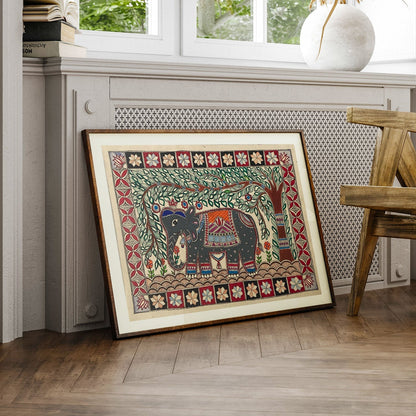 The Elephant in Jungle, Madhubani Art, Madhubani Painting