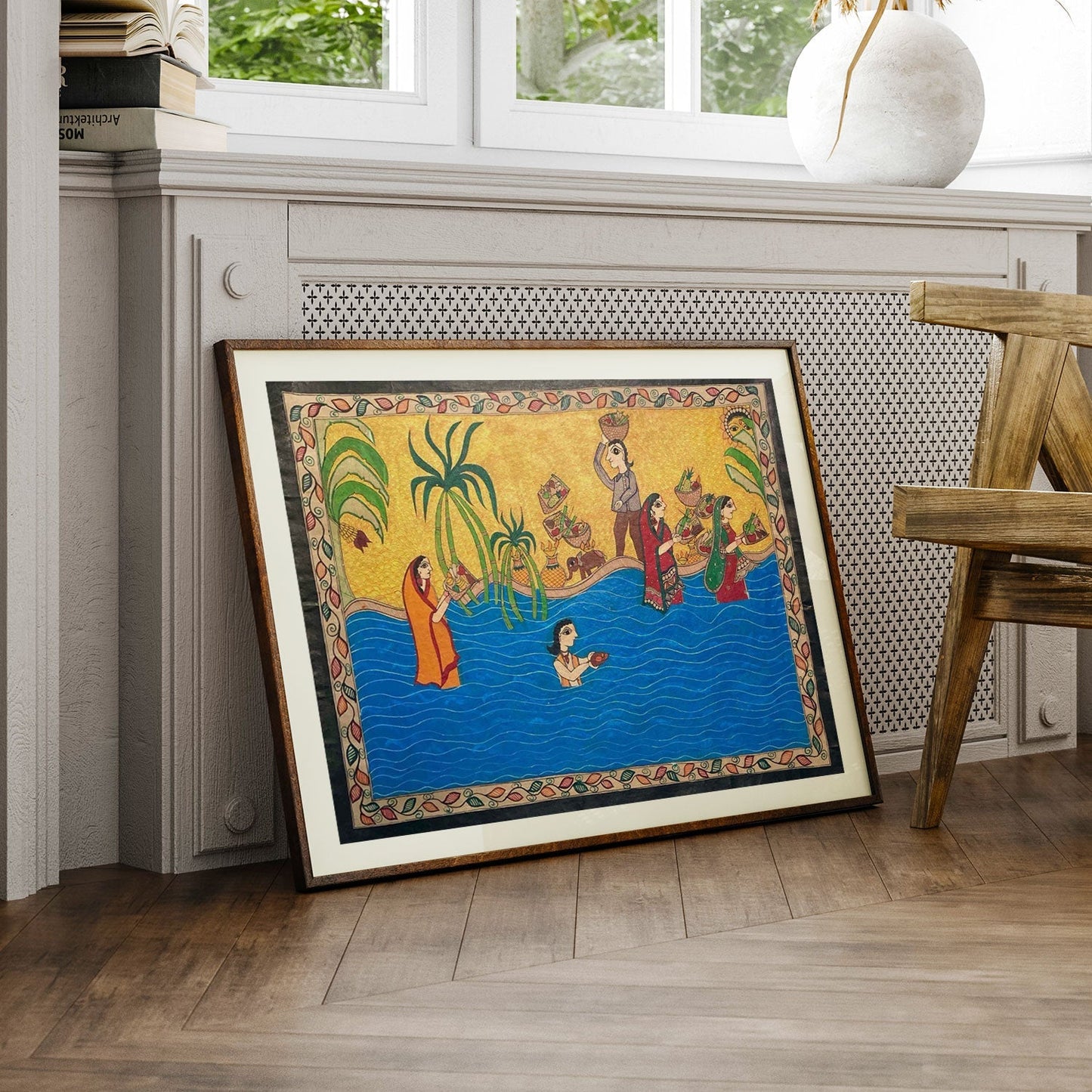 Chhat Puja in Madhubani Style, Madhubani Art, Madhubani Painting