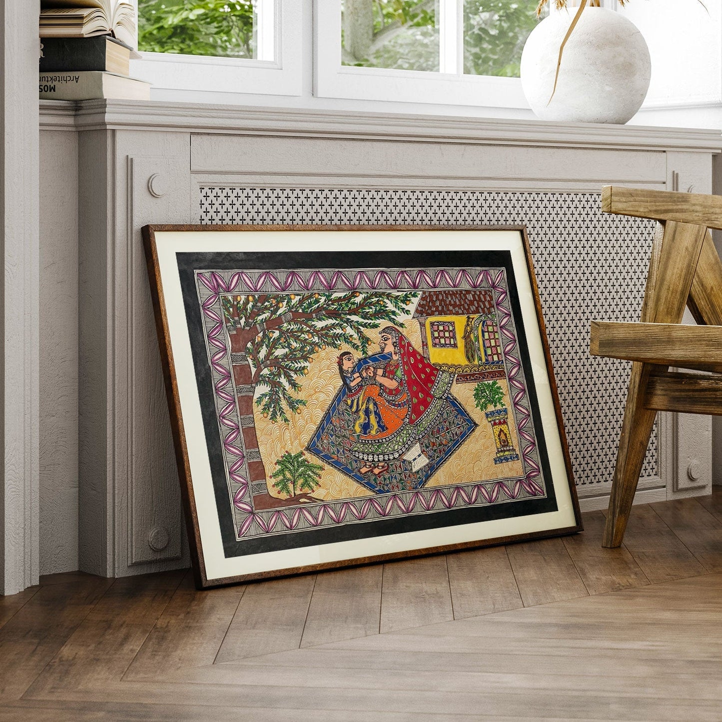 The Mother and daughter madhubani art, Madhubani Art, Madhubani Painting