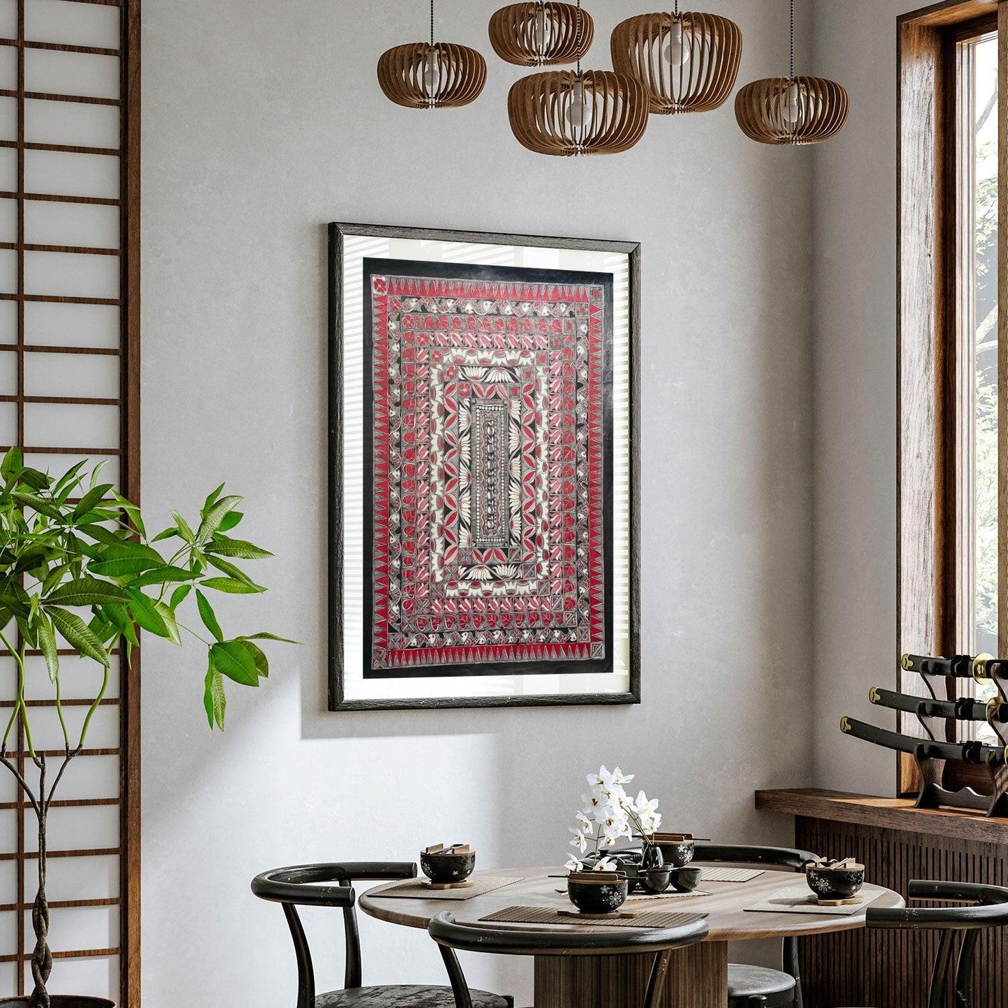 Lotus with Fish, Madhubani Art, Madhubani Painting