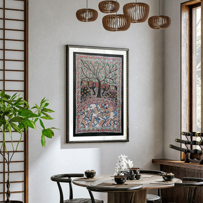 The Elephant with fish Madhubani Art, Madhubani Art, Madhubani Painting