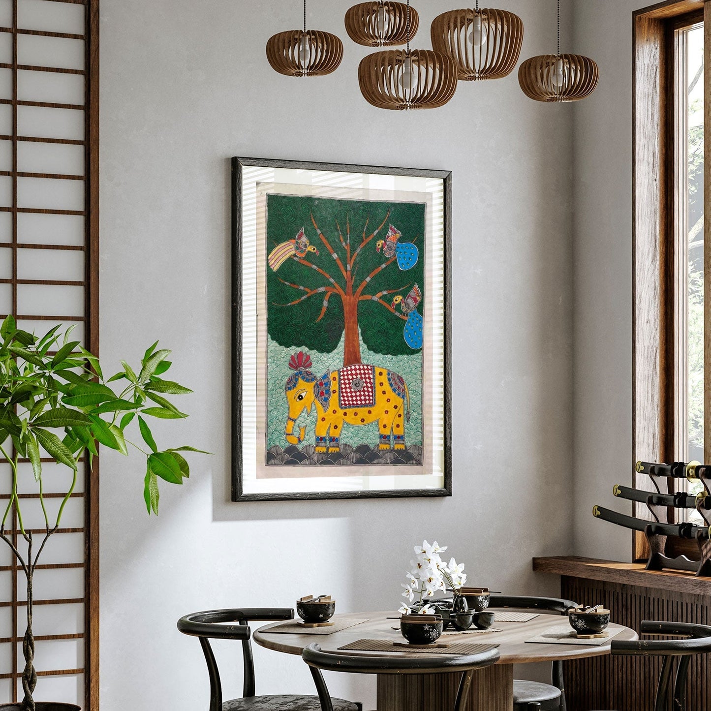 Life of Tree and Elephant, Madhubani Art, Madhubani Painting