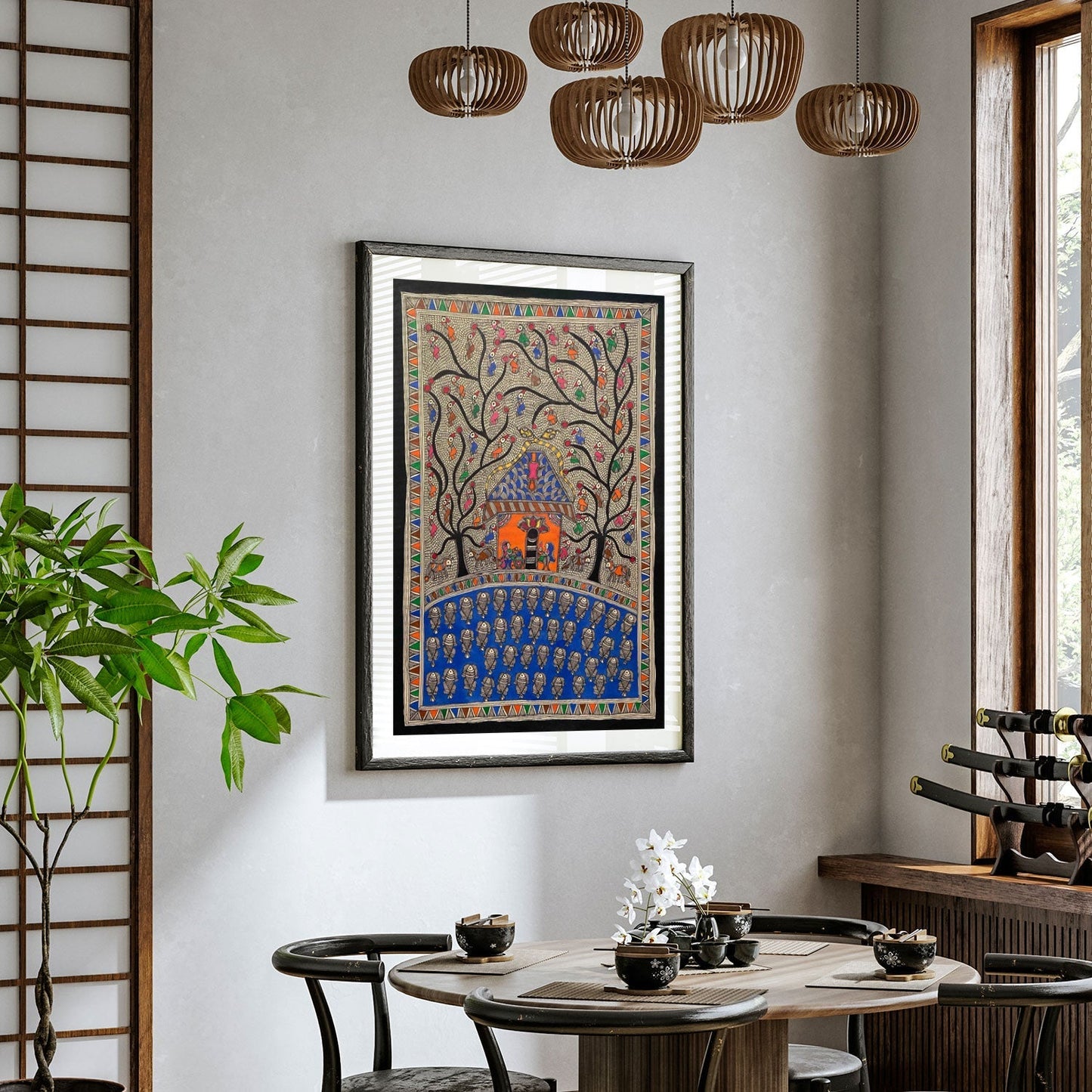 Birth and Fish Madhubani, Madhubani Art, Madhubani Painting