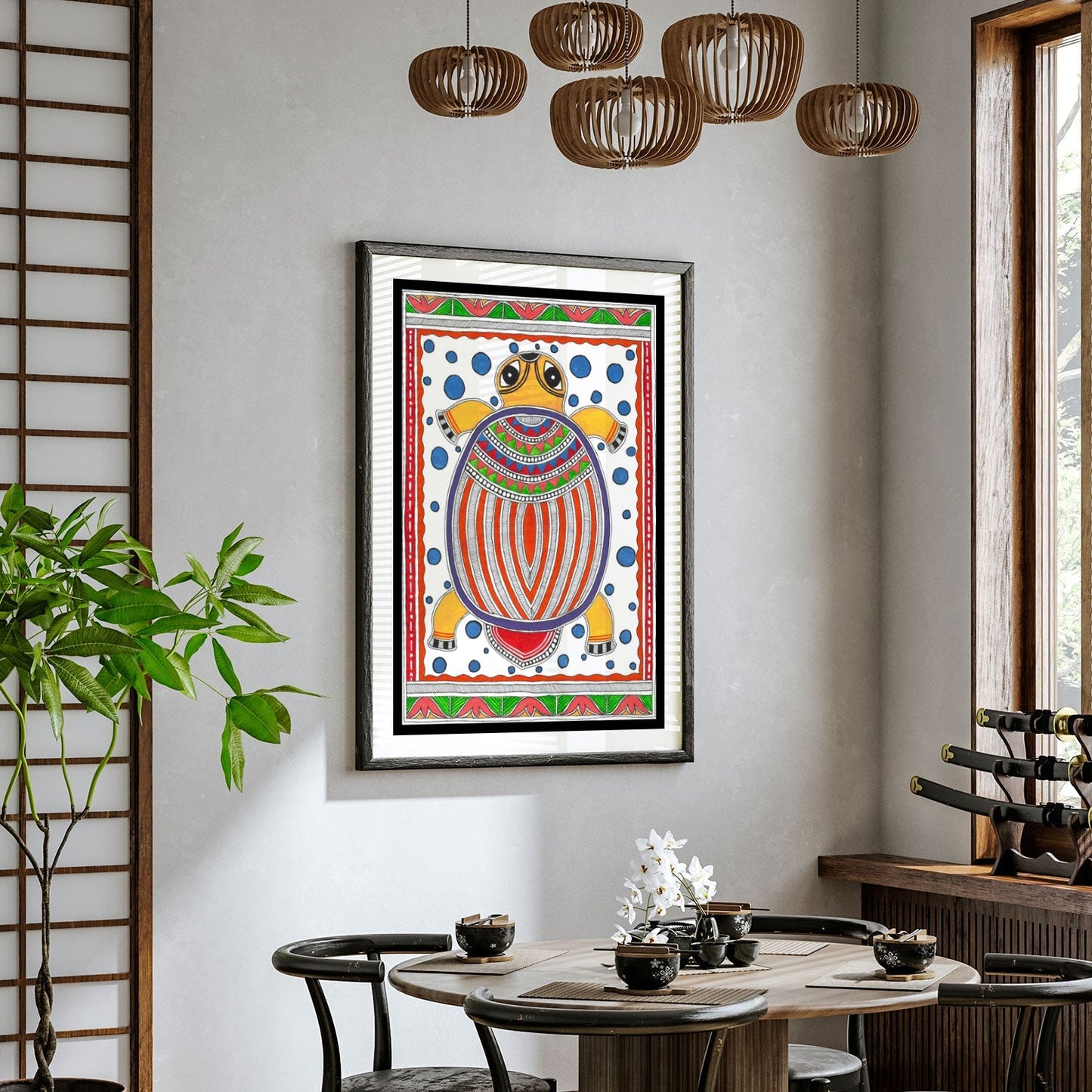 Turtle Painting Madhubani Style, Madhubani Art, Madhubani Painting