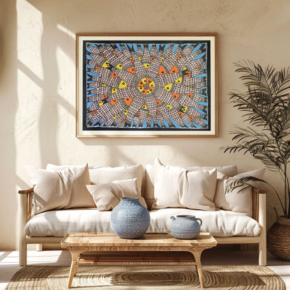 A pattern of Fish Rass, Madhubani Art, Madhubani Painting