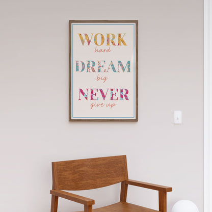 Acanimeeko Design Work Hard, Motivational Poster