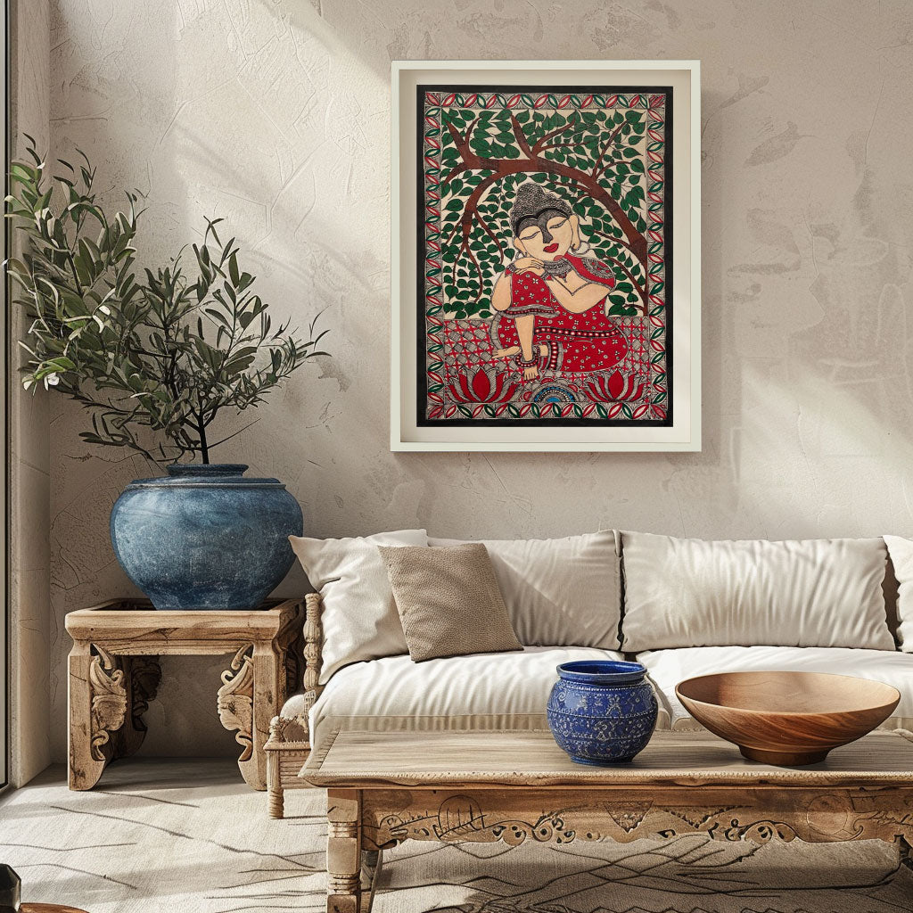 Lord Buddha, Madhubani Art, Madhubani Painting