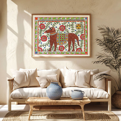Dog your furry friend, Madhubani Art, Madhubani Painting