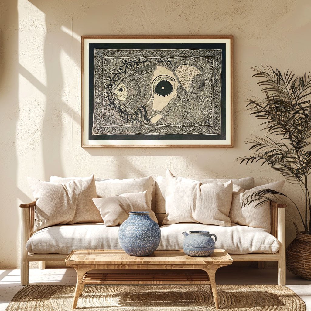 Madhubani Fish with Eye, Madhubani Art, Madhubani Painting