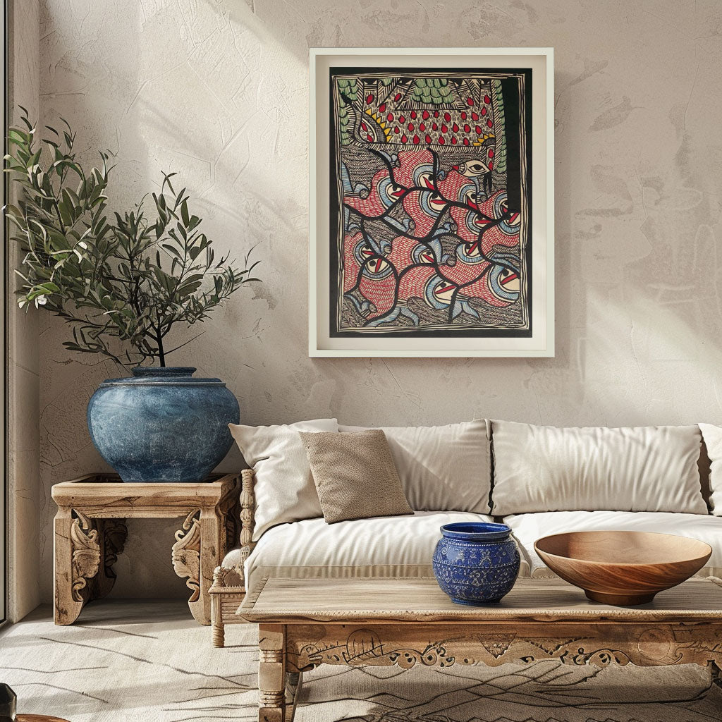 Fish rass , Madhubani Art, Madhubani Painting