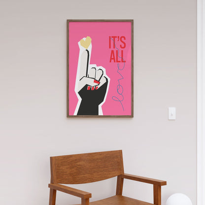 It's All Love Hand Pink, Motivational Poster