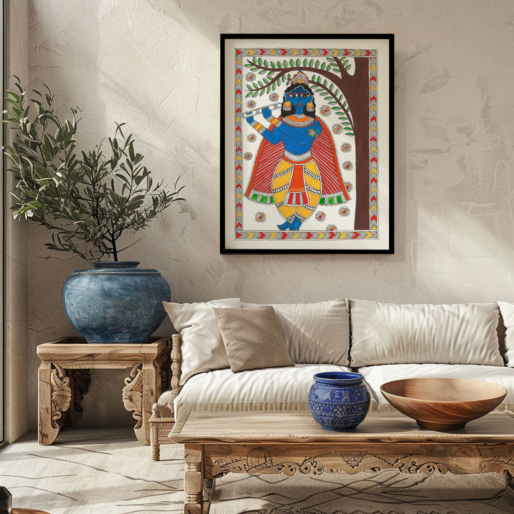 Krishna Painting Madhubani Artle, Madhubani Art, Madhubani Painting