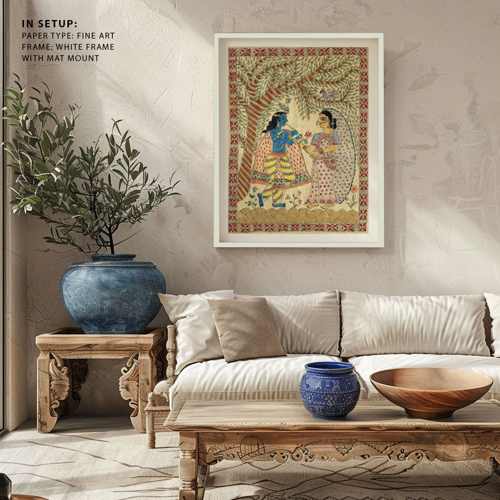 Krishna and Radha Madhubani Painting