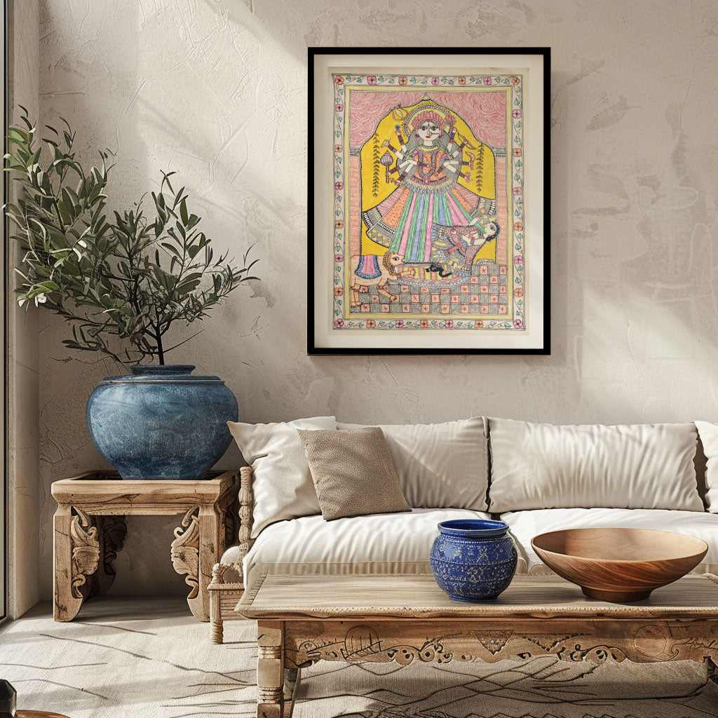 Maa Durga Madhubani , Madhubani Art, Madhubani Painting