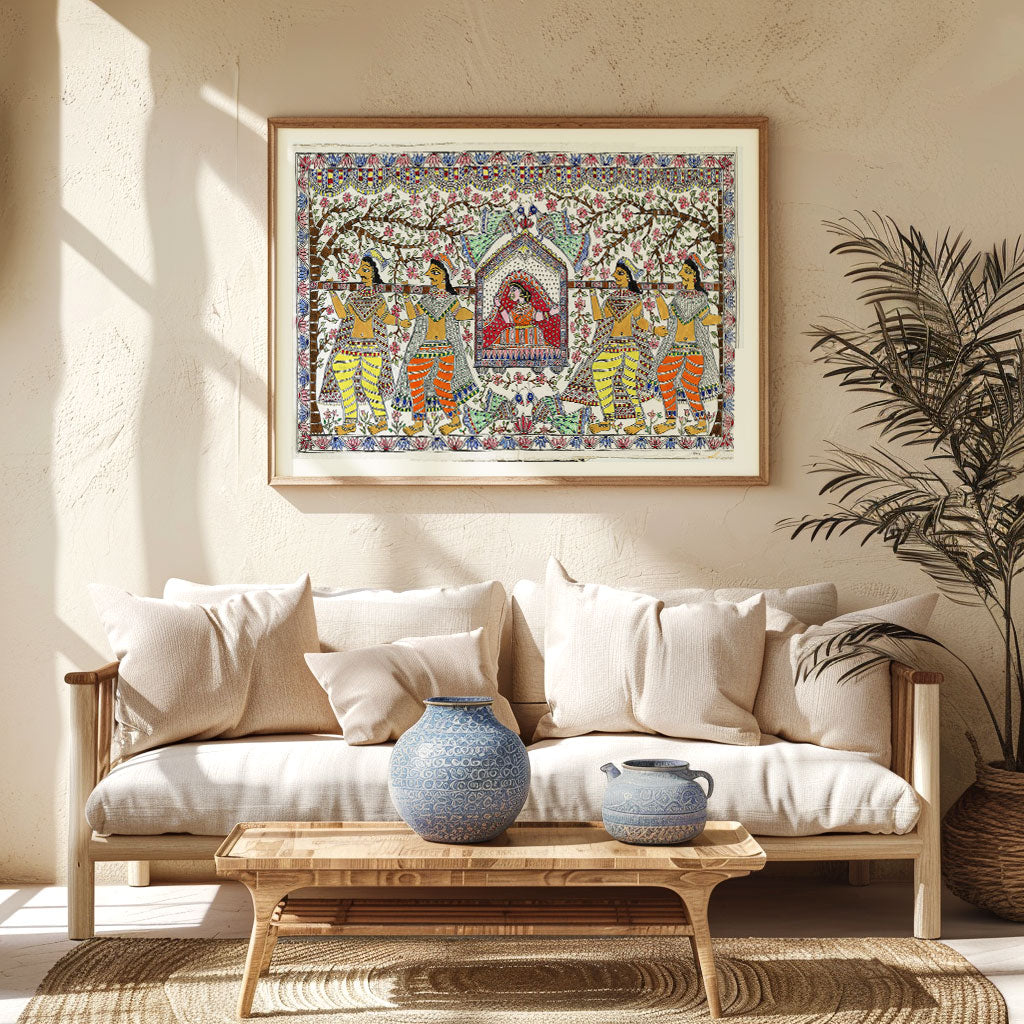 Palanquin pledge-The Bride's journey Madhubani Painting