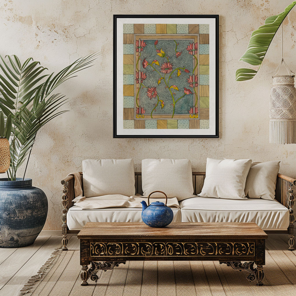 Madhubani painting in vintage style