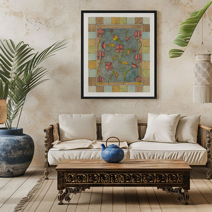 Madhubani painting in vintage style