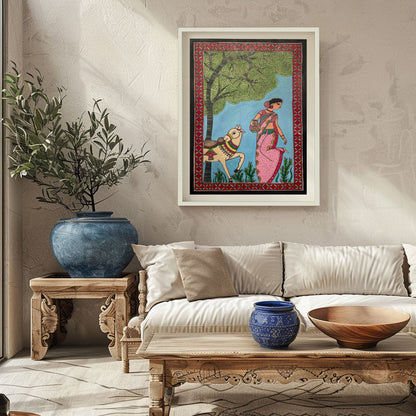 Women cow madhubani, Madhubani Art, Madhubani Painting