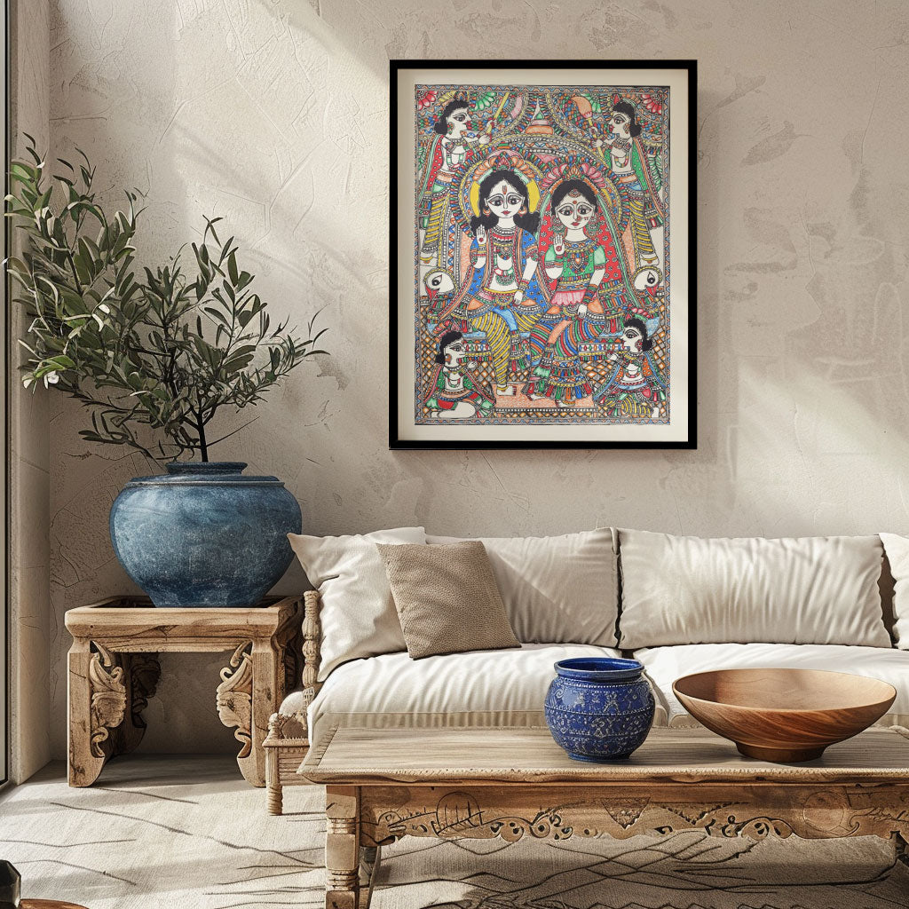 Ram Darbar Madhubani Painting, Madhubani Art, Madhubani Painting