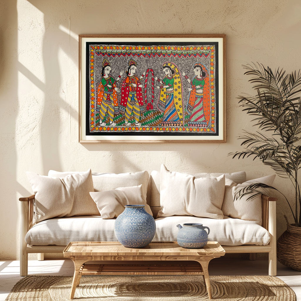 Lord Jaimaala madhubani art, Madhubani Art, Madhubani Painting