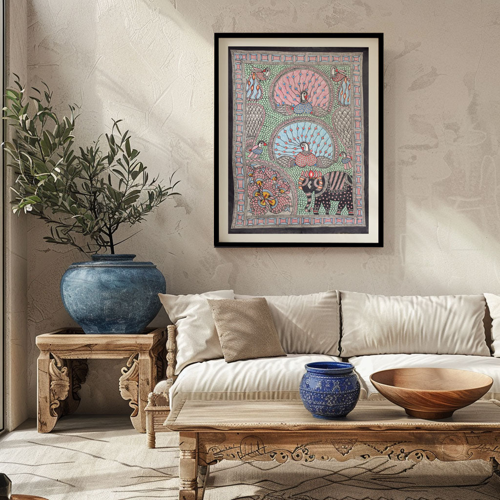 Scene of forest Madhubani Painting, Madhubani Art, Madhubani Painting