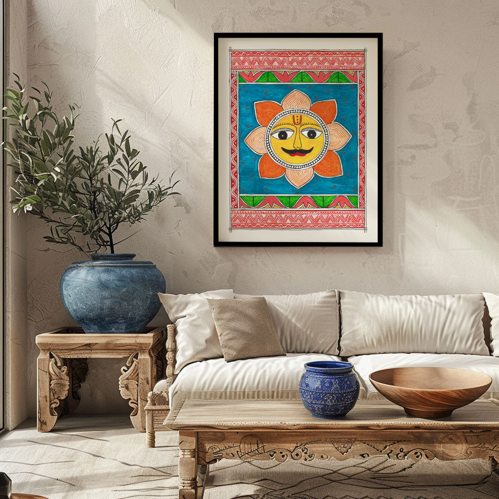 Surya Painting Madhubani, Madhubani Art, Madhubani Painting