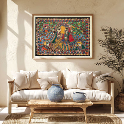 Radha krishna, Madhubani Art, Madhubani Painting