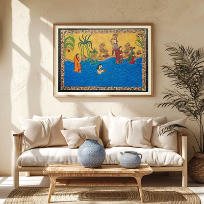 Chhat Puja in Madhubani Style, Madhubani Art, Madhubani Painting