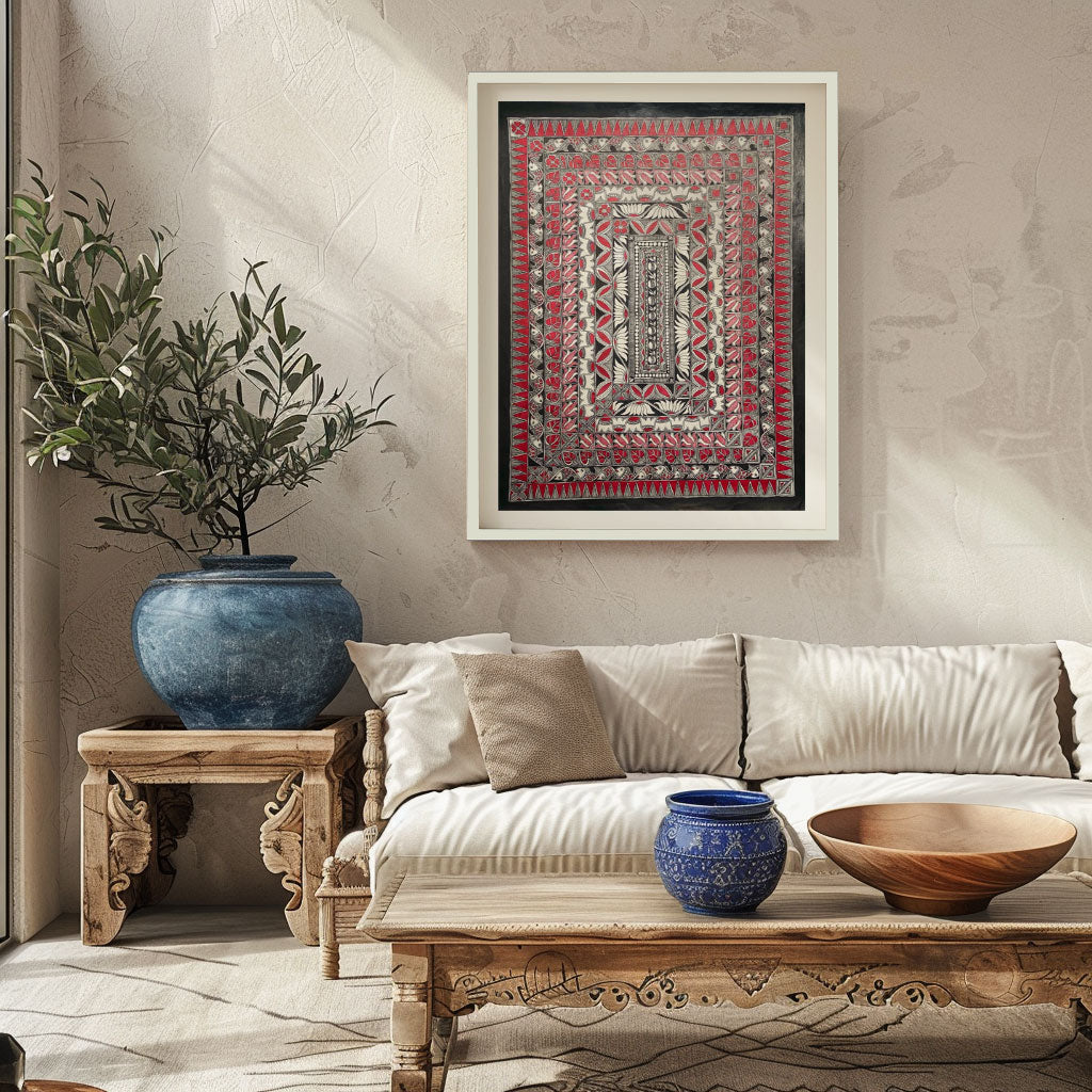 Lotus with Fish, Madhubani Art, Madhubani Painting