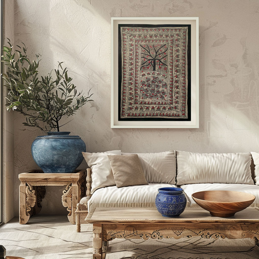 The Fish and bird madhubani, Madhubani Art, Madhubani Painting