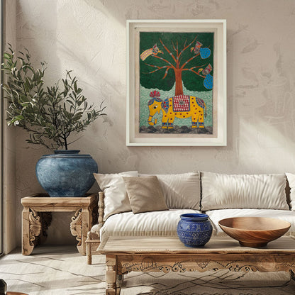 Life of Tree and Elephant, Madhubani Art, Madhubani Painting