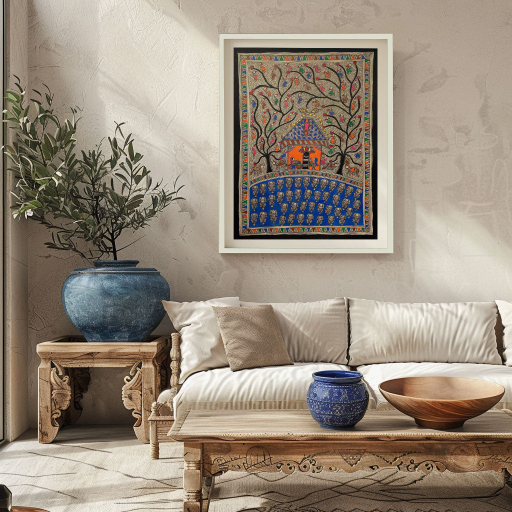 Birth and Fish Madhubani, Madhubani Art, Madhubani Painting