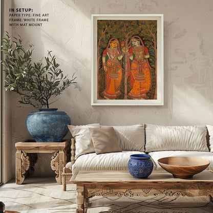 WHISPERS OF THE GROVE MADHUBANI PAINTING