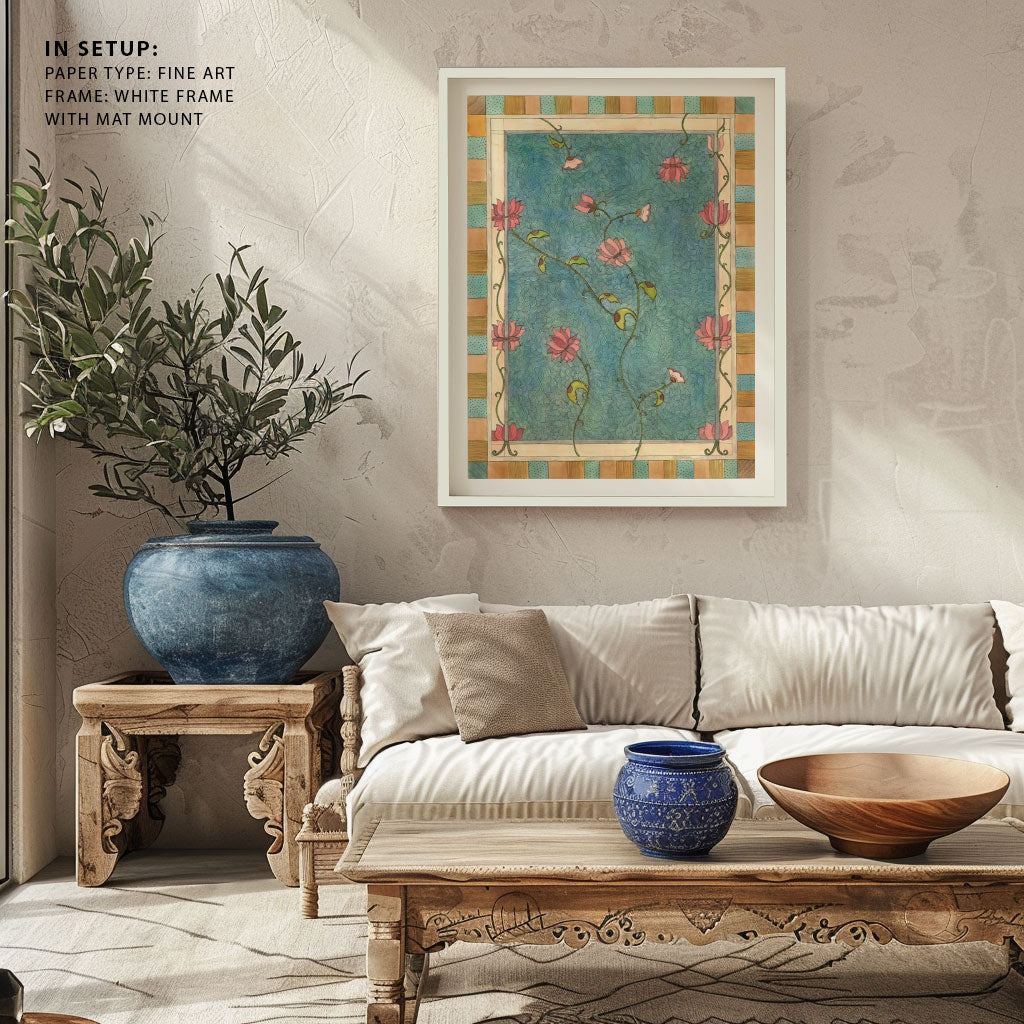 Madhubani Motifs Flower Vintage I, Madhubani Art