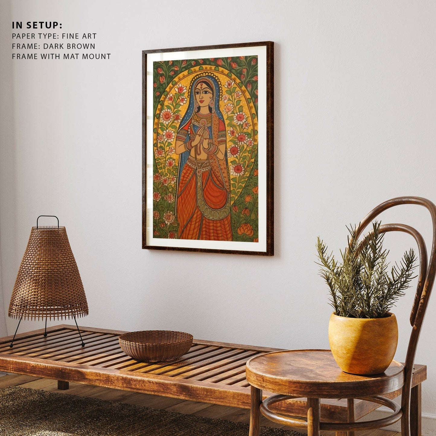 BENEDICTION AMIDST BLOSSOMS MADHUBANI PAINTING