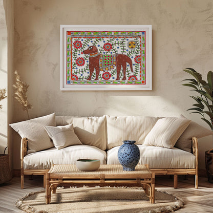 Dog your furry friend, Madhubani Art, Madhubani Painting