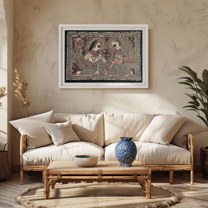 Radha Krishna, Madhubani Art, Madhubani Painting