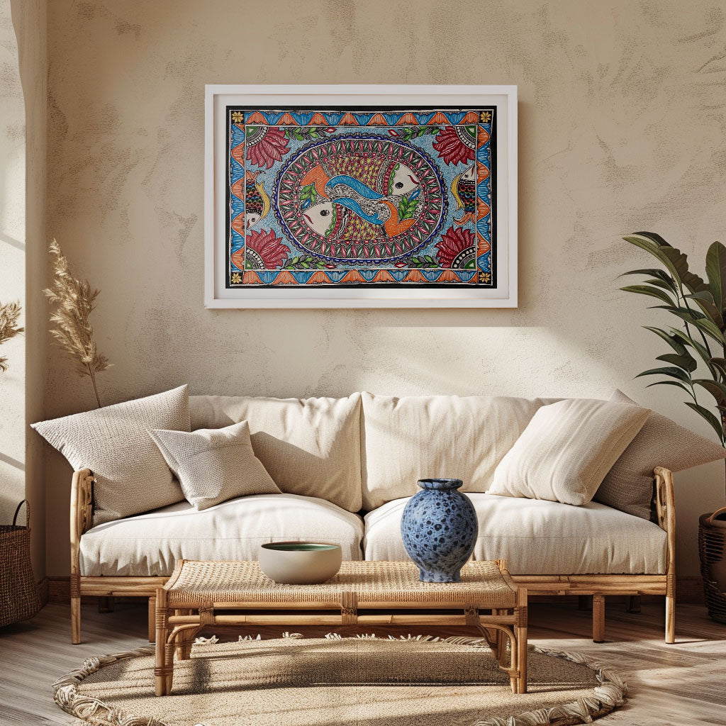 New Fish rass madhubani, Madhubani Art, Madhubani Painting