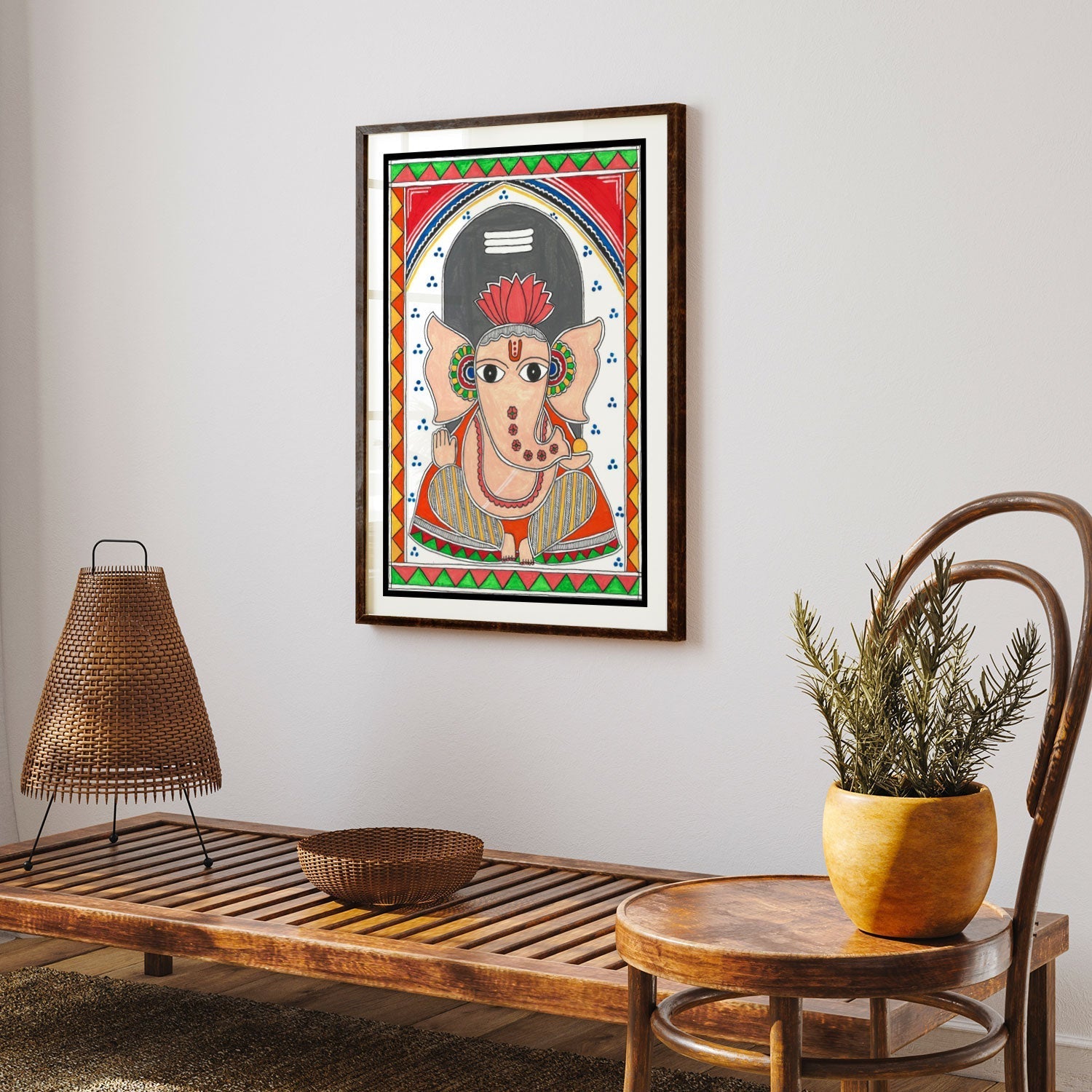 Lord Ganesha Painting Madhubani Style, Madhubani Art, Madhubani Painting