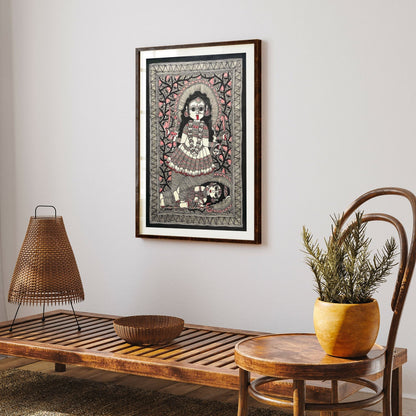 Kaali Maa with Shankar, Madhubani Art, Madhubani Painting