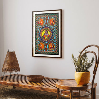 Kanhaiyya ji with Gopiya , Madhubani Art, Madhubani Painting