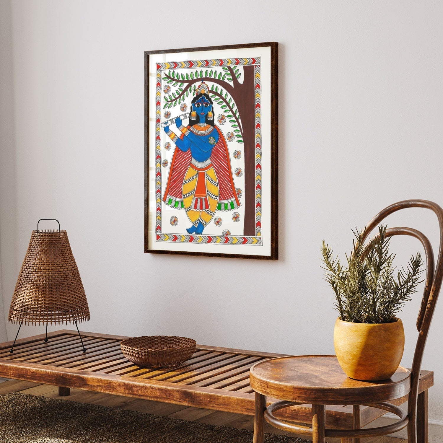 Krishna Painting Madhubani Artle, Madhubani Art, Madhubani Painting