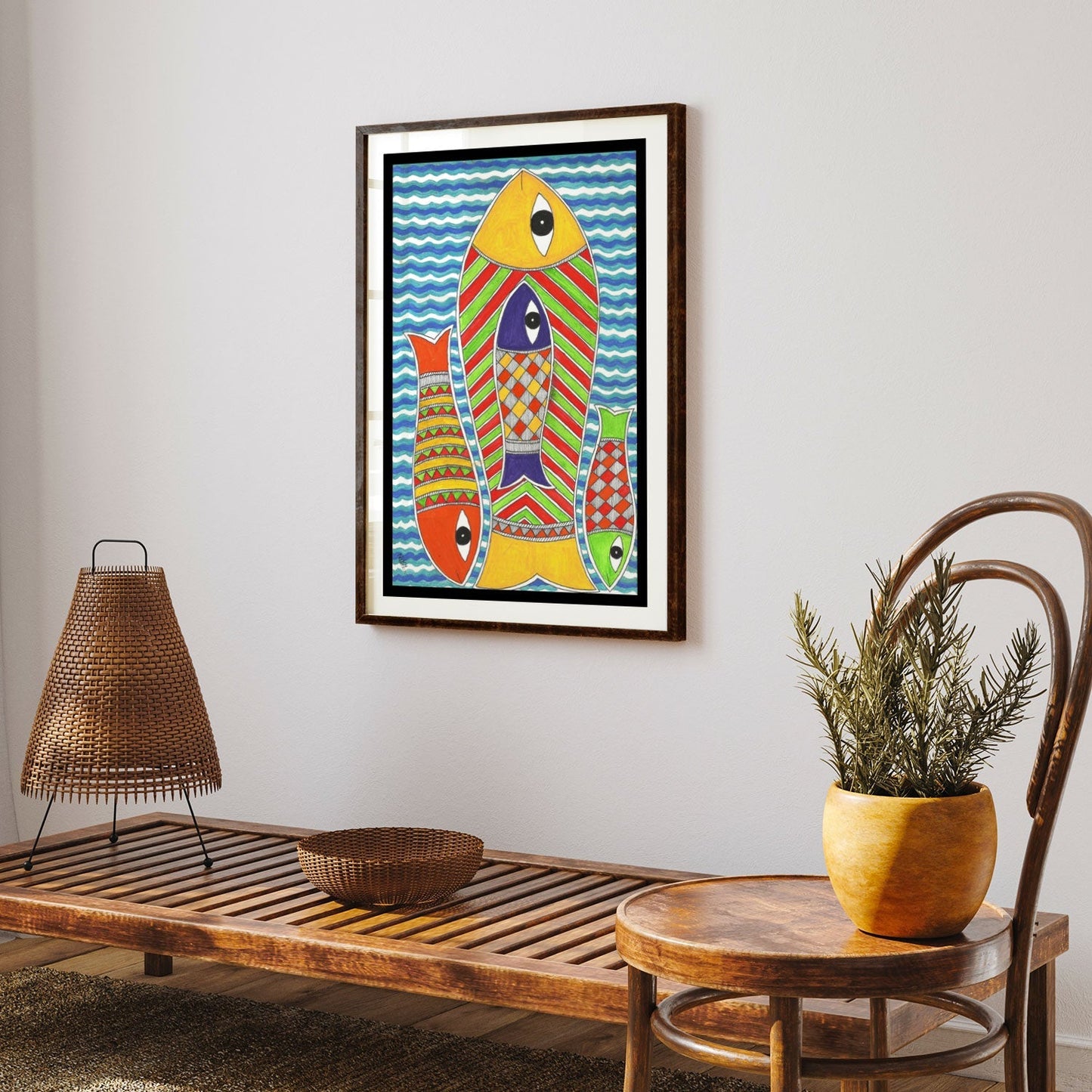 Life of Fish Madhubani Painting, Madhubani Art, Madhubani Painting