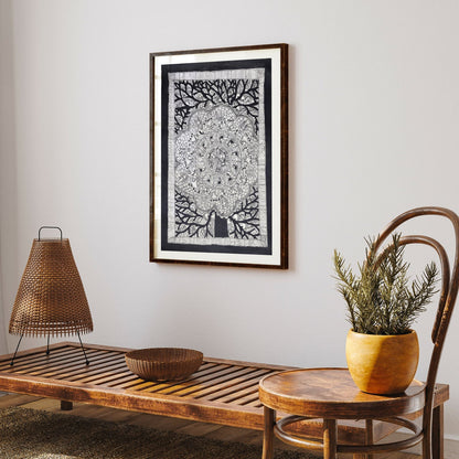 Life of tree godna and kachni pattern Madhubani Painting, Madhubani Art, Madhubani Painting