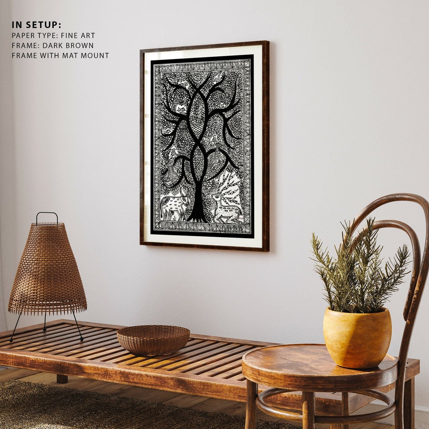 Life of Tree with Deer Madhubani Art