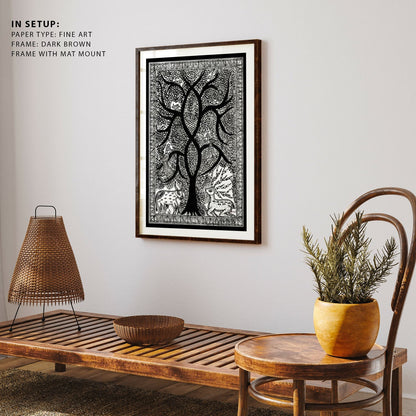 Life of Tree with Deer Madhubani Art